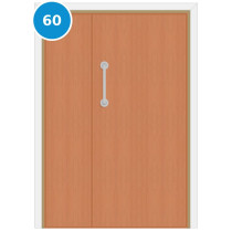 A leaf & half 60 minute fire door set with cherry veneer