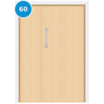 A leaf & half 60 minute fire door set with maple veneer