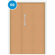 A leaf & half 60 minute fire door set with oak veneer