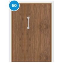 A leaf & half 60 minute fire door set with walnut veneer