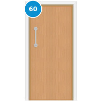 A single 60 minute fire door set with oak veneer
