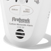 Close-up of the Firehawk carbon monoxide alarm showing the display and test/silence buttons