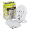 Fico7B10Y Firehawk Co7B10Y Carbon Monoxide Alarm with mounting plate screws and product packaging in the background