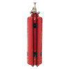 Back view of p1 fireblitz 1kg automatic powder extinguisher showing red cylinder and metal top mechanism