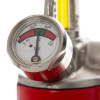 Close-up of the pressure gauge on a p1 fireblitz 1kg automatic powder extinguisher showing green and red zones