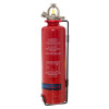 Side view of p1 fireblitz 1kg automatic powder extinguisher showing its red body and top mechanism