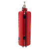 Back view of the p2 fireblitz 2kg automatic powder extinguisher showing the metal mounting bracket and valve mechanism