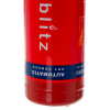 Close-up of the bottom of a red p2 fireblitz 2kg automatic powder extinguisher showing part of the label