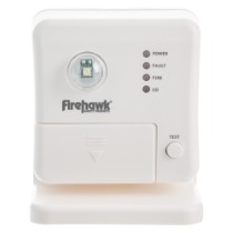 front view of firehawk hard hearing system showing control buttons and indicator lights on white background