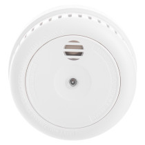 Front view of firehawk optical rf link smoke alarm showing sensor and vent openings