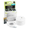 Image showing Fifhb150 Firehawk Fhb150 Midi Smoke Alarm contents including alarm unit batteries mounting base screws and packaging