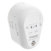 Firehawk rf link carbon monoxide alarm shown from an angled side view with buttons and display visible