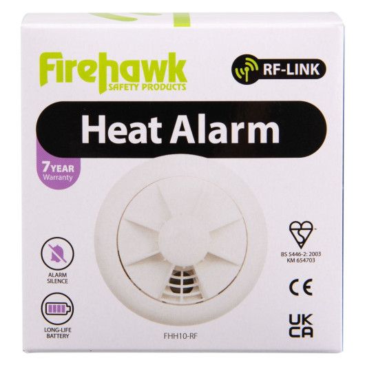 10 Year Sealed Lithium Battery RF-LINK Heat Alarm - Firehawk FHH10-RF