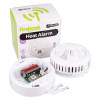 Fifhh10Rf Firehawk Fhh10Rf Rf Link Heat Alarm contents showing alarm parts, battery, fixing screws and packaging box