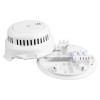 firehawk mains smoke alarm alkaline battery backup with cover removed showing internal components separated