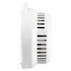 Side view of a white Firehawk Mains Optical Smoke Alarm with sealed self charging lithium battery backup showing vents and side profile