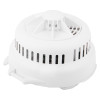 Side view of a white firehawk mains heat alarm lithium battery backup showing its vents and mounting features