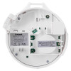 back view of firehawk mains heat alarm self charging lithium battery backup showing internal components and labels