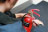 A Co2 fire extinguisher being serviced