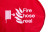 A red fire hose reel cover with a white logo and text
