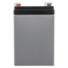 Side view of a 12v battery fire alarm panel psu showing the black top with terminals and grey body