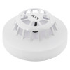 angled view of the white apollo series 65 a1r heat detector showing its circular design with vented grille on top