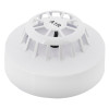 angled view of flap65b apollo series 65 a1r heat detector with diode base showing its white circular design and vented top