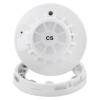 Front view of the apollo series 65 cs high temperature heat detector with flap65b base showing its circular design and mounting base