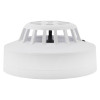 Side view of the apollo series 65 cs high temperature heat detector with flap65b base showing its white plastic housing and grille design