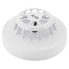 Apollo series 65 A1R heat detector shown from an angled view displaying its white circular design with vented top
