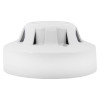 Side view of the apollo series 65 optical smoke alarm with flap65b base showing its white rounded design