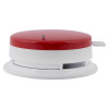 Side view of apollo discovery sounder base with isolator and flaprdc cover showing red top and white base
