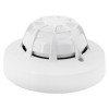 angled view of the apollo discovery multi sensor detector showing its round white casing with vents and central dome