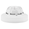 Side view of the apollo discovery multi sensor detector showing its white round design with protective cage pattern
