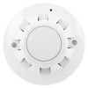 Front view of the apollo discovery optical smoke detector showing its circular design and vents