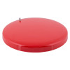angled view of the apollo cover red showing a smooth round surface with a small metal attachment on top
