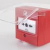 apollo transparent hinged manual call point cover lifted open on red device