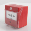 apollo transparent hinged manual call point cover fitted on red manual call point unit