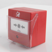 apollo transparent hinged manual call point cover fitted on red manual call point unit