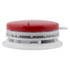 Side view of the apollo x95 sounder beacon base with isolator with flaprdc cover showing its circular shape and red top