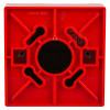 apollo x95 manual call point showing the back of the red mounting box with screw holes and markings