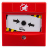 apollo x95 manual call point showing front view with red casing and a press button in the centre