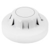 angled view of an apollo xp95 optical smoke detector showing its circular white design with vents around the sides