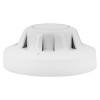 Side view of an apollo xp95 optical smoke detector showing vents and circular shape