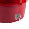Close-up detail of the base of the apollo xp95 open area weatherproof sounder beacon showing the red casing and sensor area