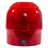 front view of apollo xp95 open area weatherproof sounder beacon with red casing and clear details