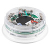 alarmsense combined sounder beacon base shown at an angled view displaying internal electronic components and wiring