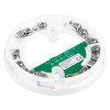 Flasdb Apollo Alarmsense Detector Base Angled showing white circular base with screws and green circuit board label