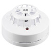 alarmsense cs fixed temperature heat detector shown from the front with white circular design and visible sensor vents