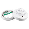 alarmsense cs fixed temperature heat detector shown separated into two white plastic parts with electronic components visible